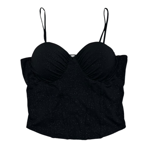 Bluebell Tops - Bluebell Glittery Black Bustier Top